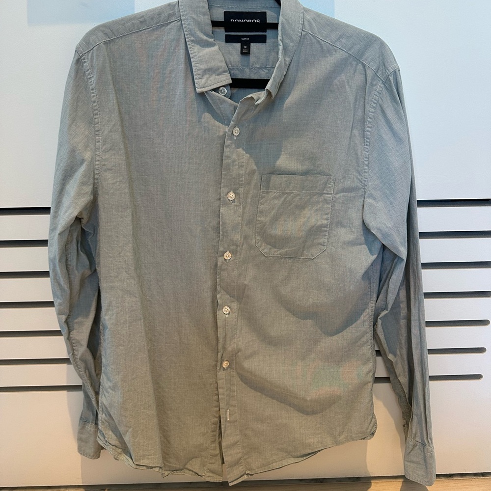 Bonobos Men's Casual Light Gray Button Down Shirt